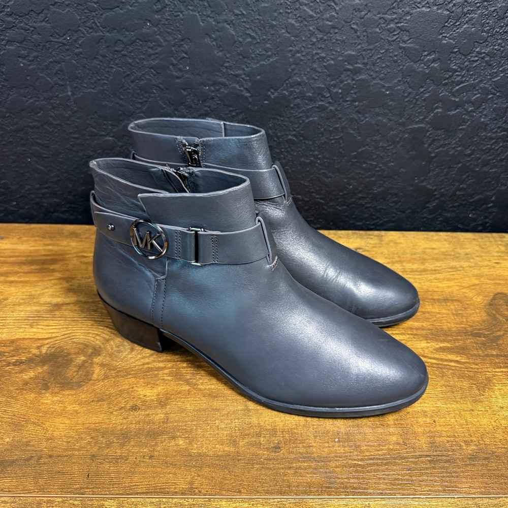 Michael Kors Grey Leather Ankle Boots Women 8.5B EU 38.5